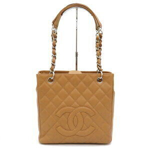 CHANEL PST Tote Chain Coco Mark circa Caviar Skin Beige Tan